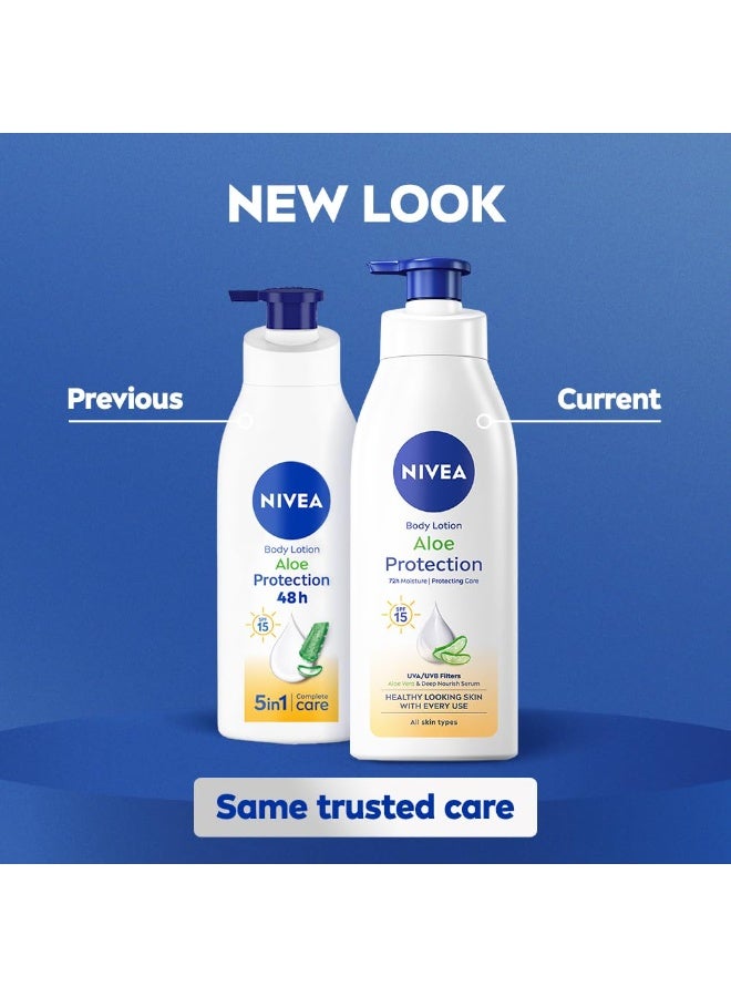 NIVEA Aloe Protection Body Lotion 400 ml | UVA UVB filters | 72H Moisturization| Aloe Vera Extracts | Dep Moisture Serum | Men and Women | All Skin Type - Image 3